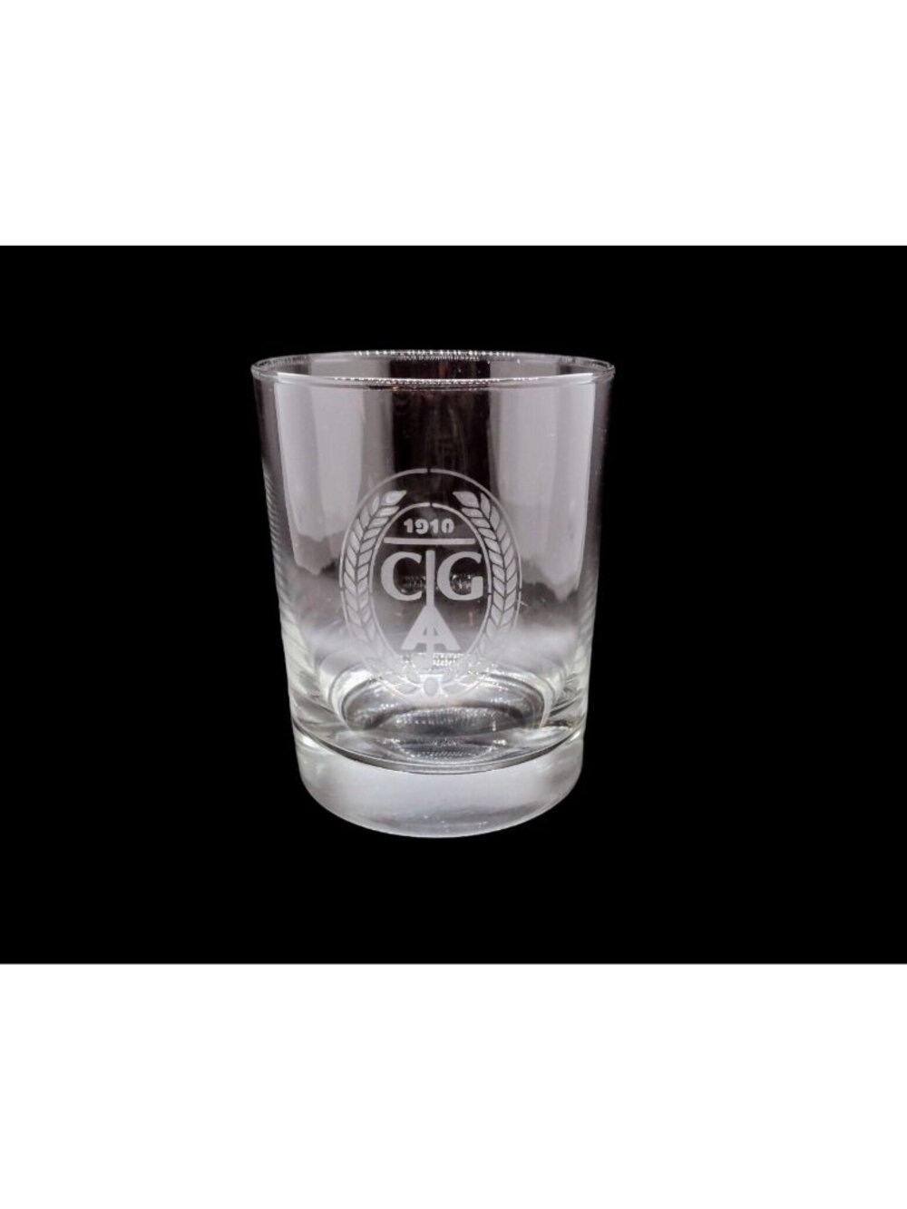 Antique 1910 CGA Golf Old Fashioned Rocks Glass Clear Frosted Embossed Barware